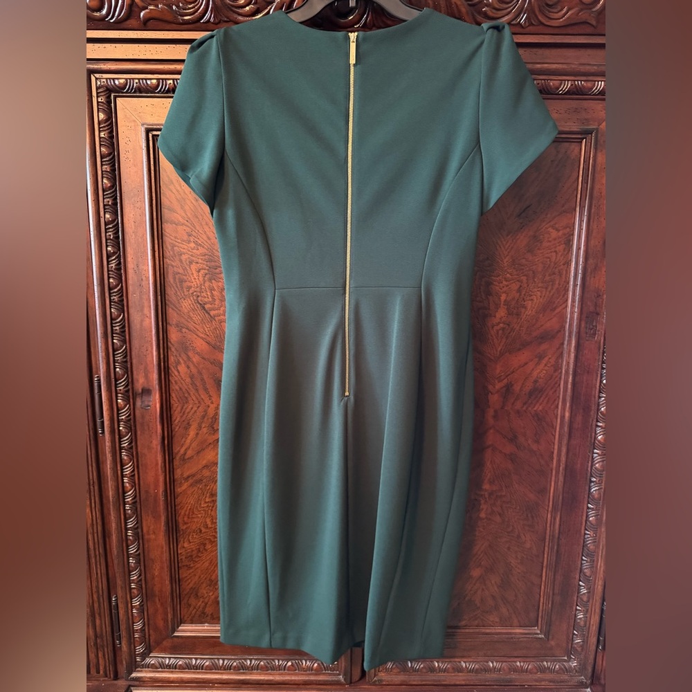 Calvin Klein Dark Green Tulip Sleeve Dress - Picture 5 of 5